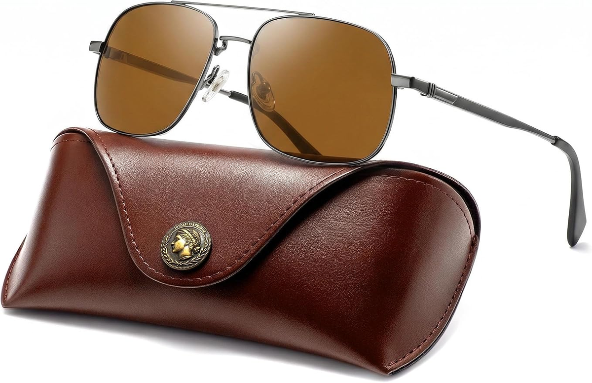 Titanium Square Aviator Sunglasses