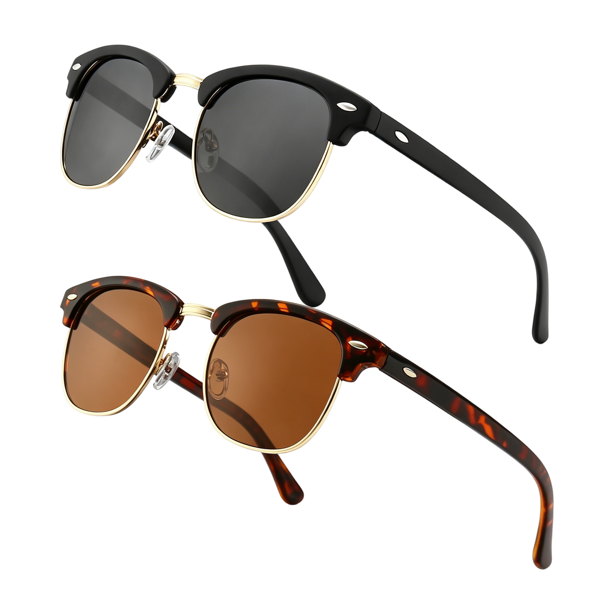 Aviator Sunglasses Polarized UV400 Protection Spring Hinge Half Frame Retro Aviator Sunglasses Retro Vintage Metal Spring Frame Men  main image 4