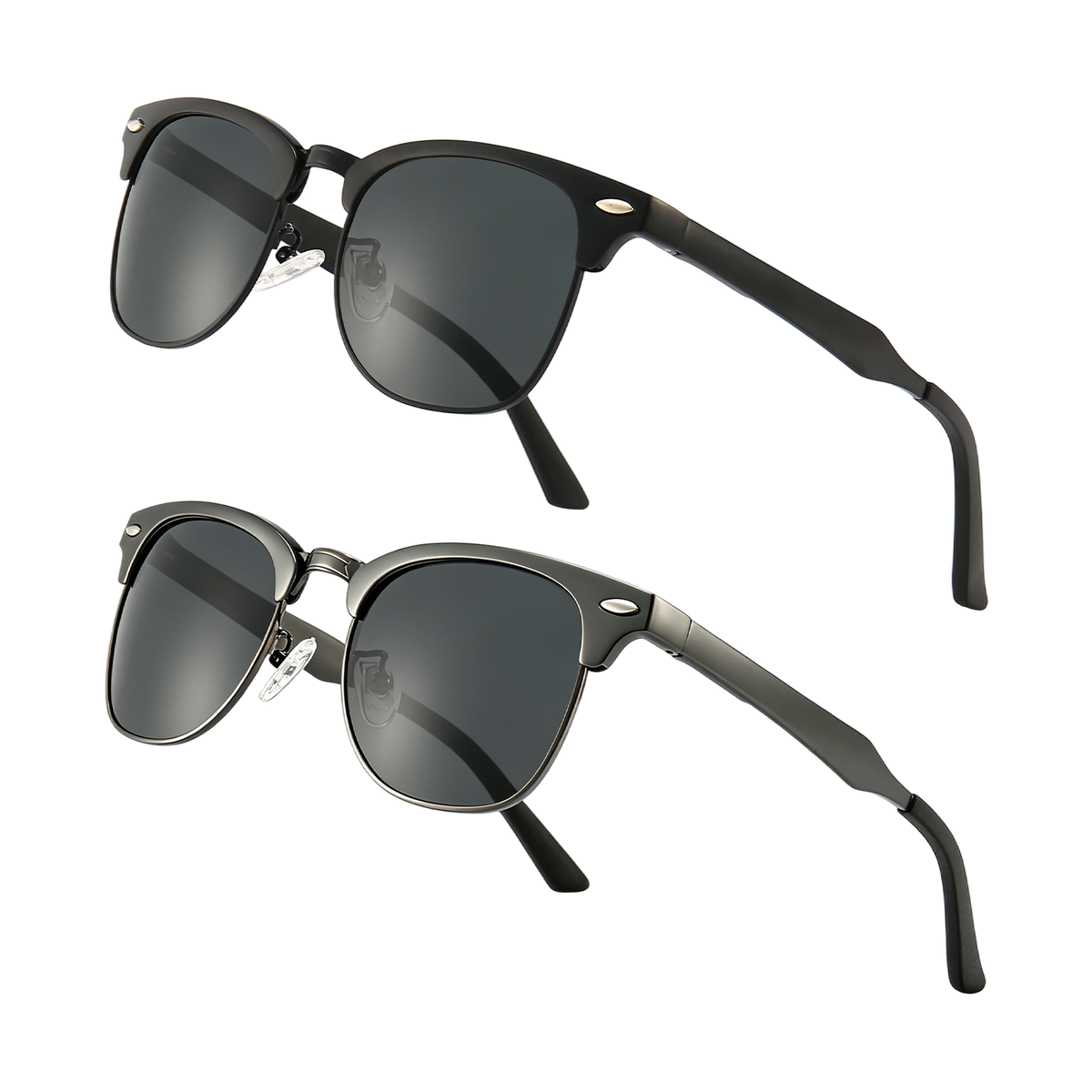 SUNGAIT Half-Frame Retro Polarized Sunglasses display picture 1
