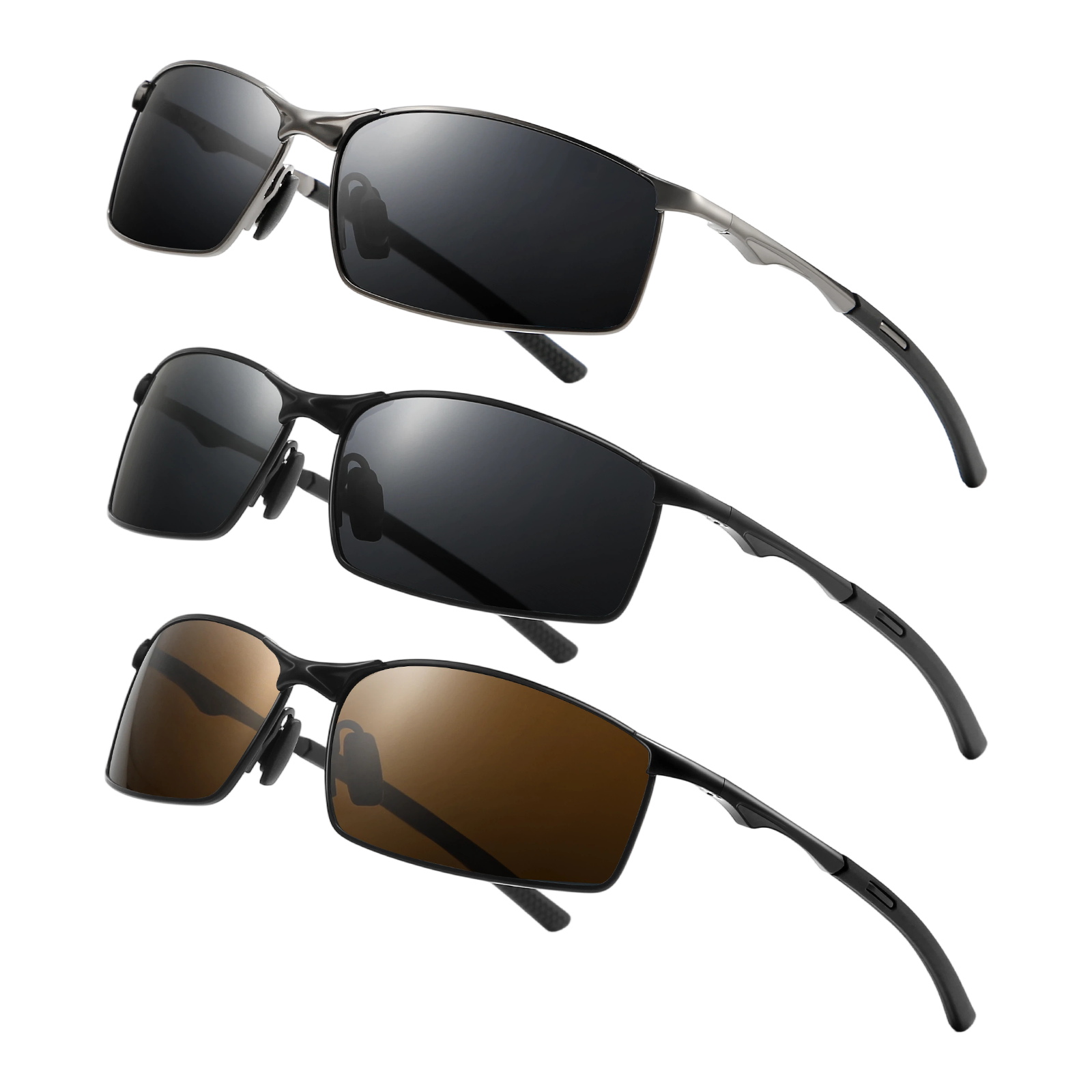 Metal Rectangle Sunglasses for Driving & Fishing