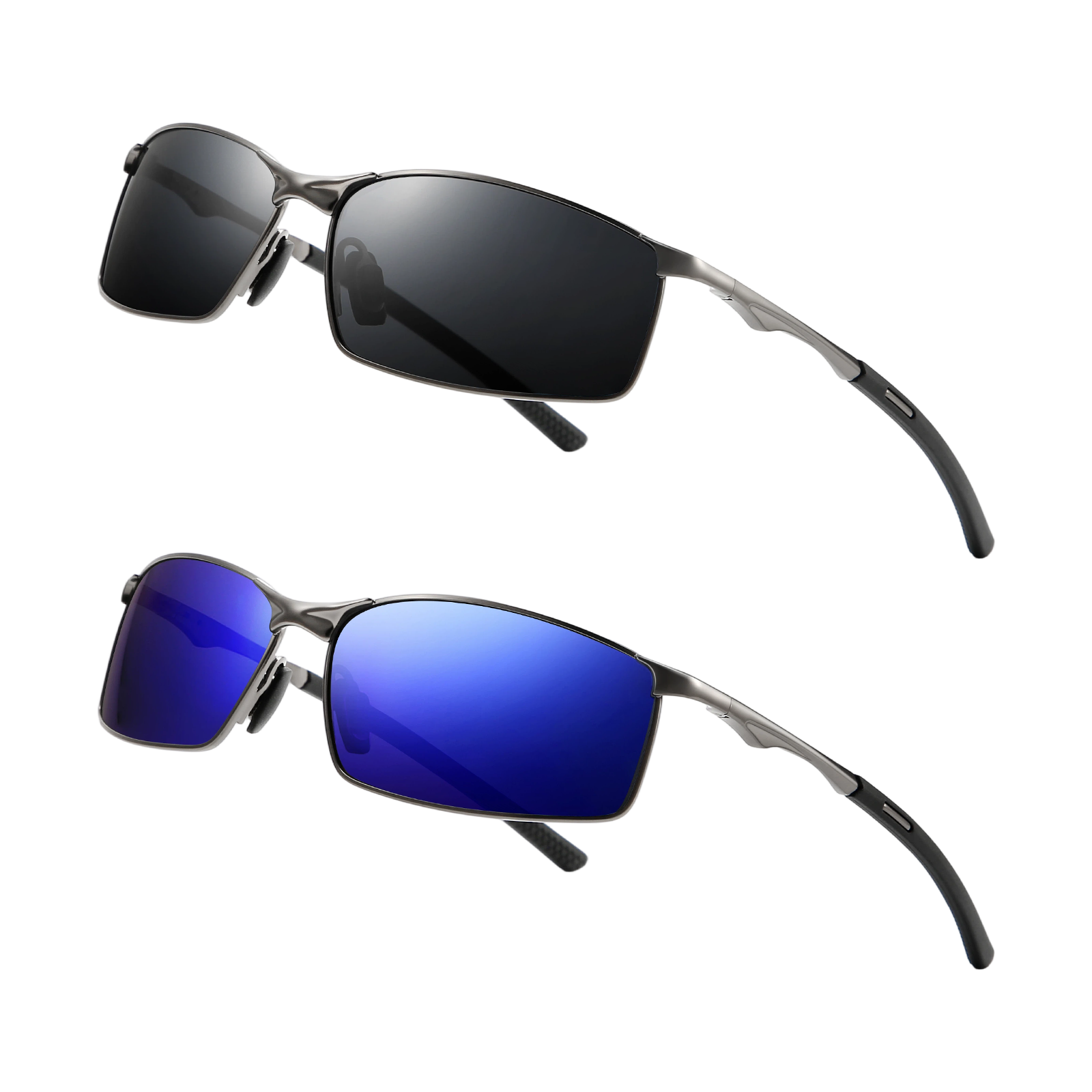 Metal Rectangle Sunglasses for Driving & Fishing