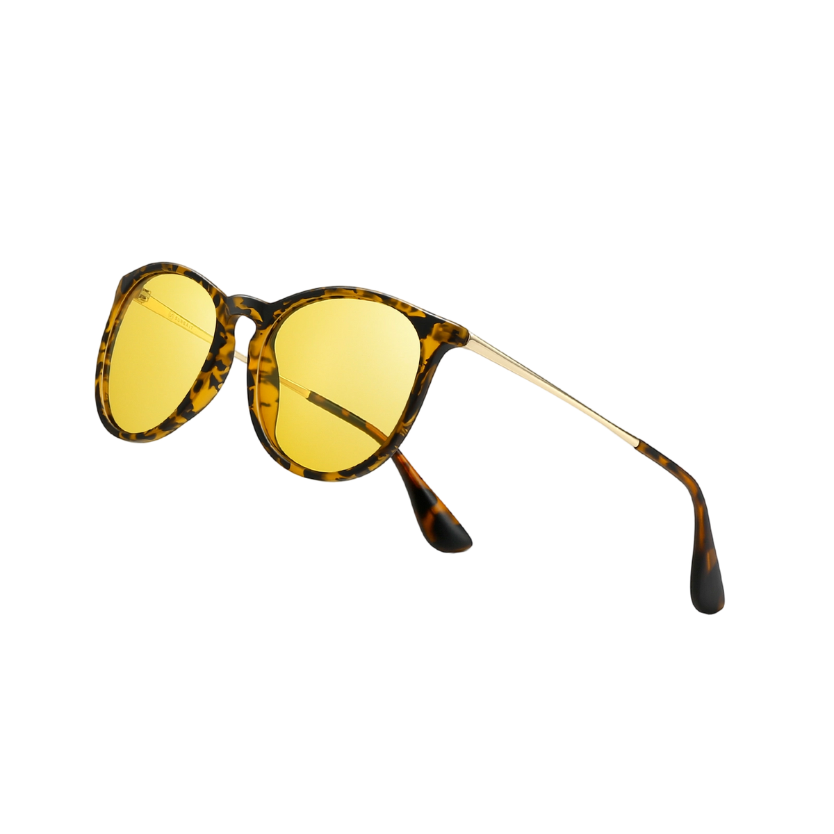 SUNGAIT Vintage Round Sunglasses SGT567 Yellow Night Lens Font