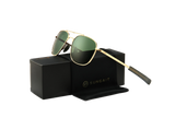 Military aviator sunglasses with green lenses