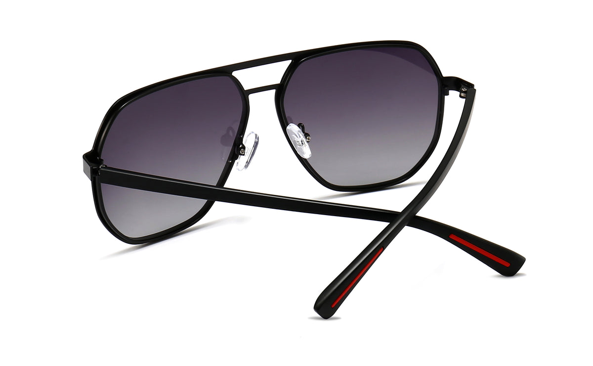 Sungait Polygon Polarized Aviator Sunglasses Gray lens. jpg