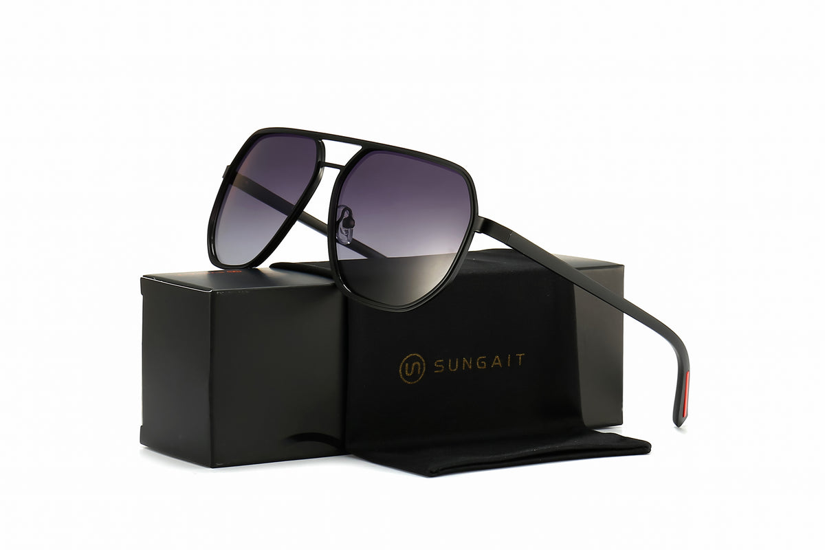 Sungait Polygon Polarized Aviator Sunglasses Gray lens. jpg