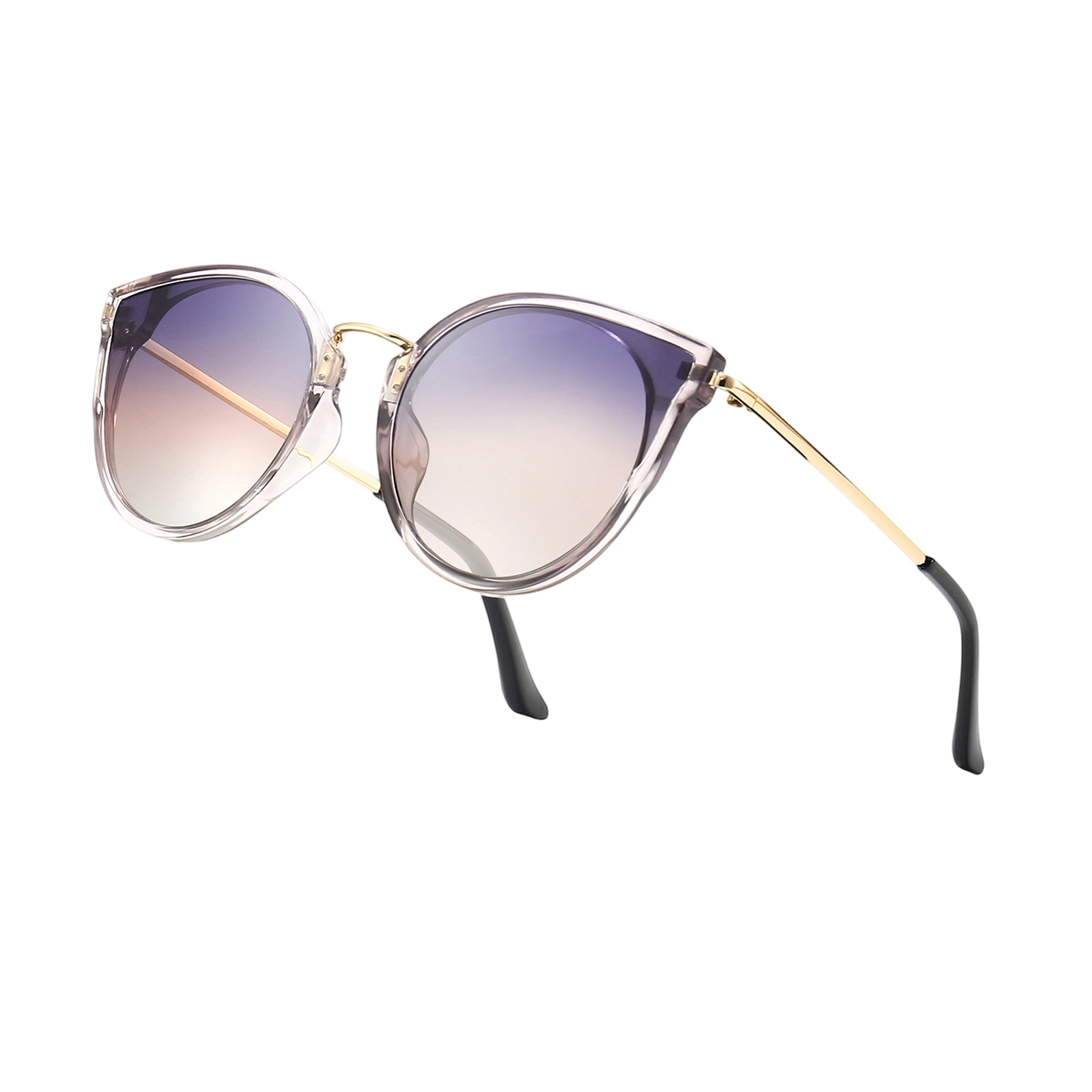 Retro Cat-Eye Polarized Sunglasses with Spring Hinges Black Spring Hinges Acetate Cat-Eye Tinted Sunglasses with  main image 2