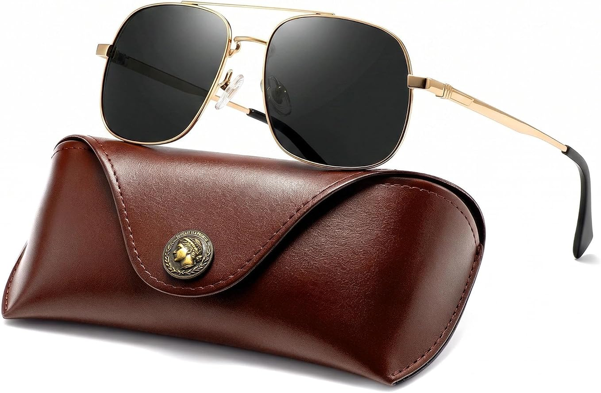 Titanium Square Aviator Sunglasses